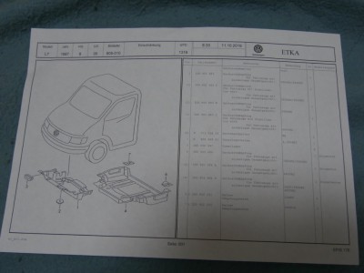 Skizze Teileliste VW abfotografiert
